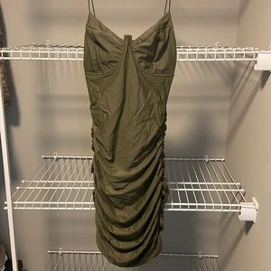 NWOT * Tiger Mist Olive Ruched Mini Dress in Size Small